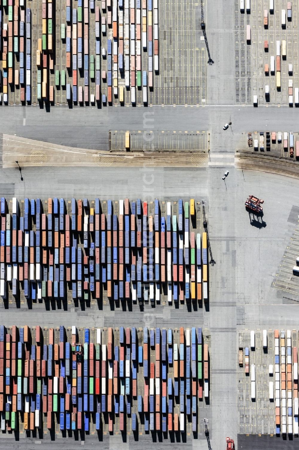 Vertical aerial photograph Bremerhaven - Vertical aerial view from the satellite perspective of the container Terminal in the port of the international port Bremerhaven in Bremerhaven in the state Bremen, Germany