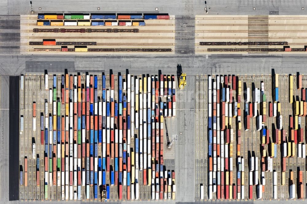 Vertical aerial photograph Bremerhaven - Vertical aerial view from the satellite perspective of the container Terminal in the port of the international port Bremerhaven in Bremerhaven in the state Bremen, Germany