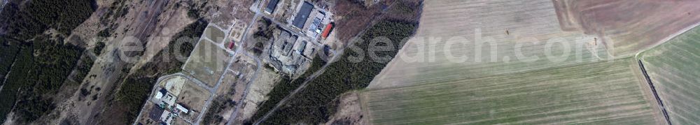 Vertical aerial photograph Bernau - Vertical aerial photo of the commercial area at the Albertshof Avenue. The former military area is in possesion of the town of Bernau is used to a capacity of 46 percent