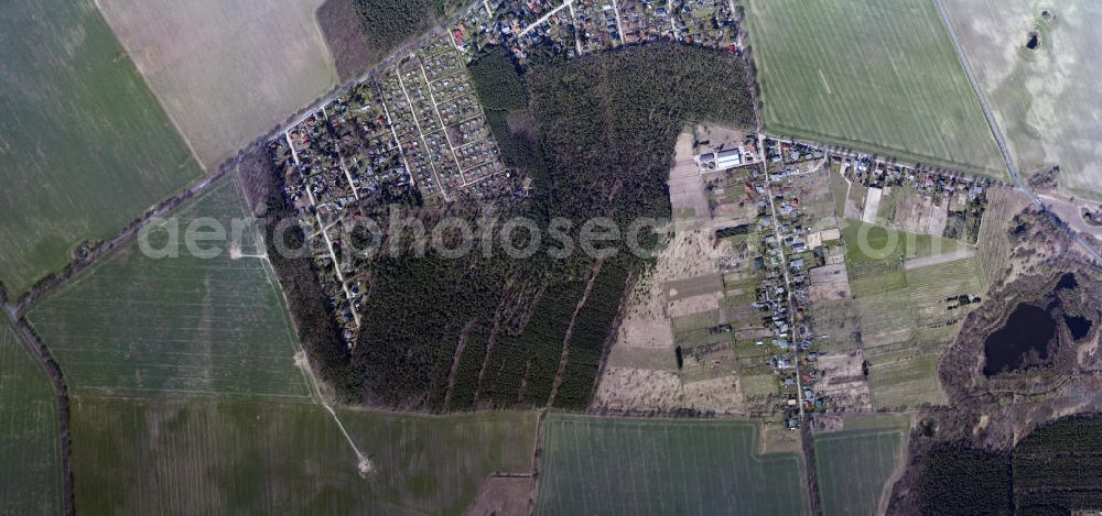 Vertical aerial photograph Bernau - Vertical aerial photo of the hamlet Elisenau of the Ahrensfelde community, and Birkenhöhe of the town of Bernau