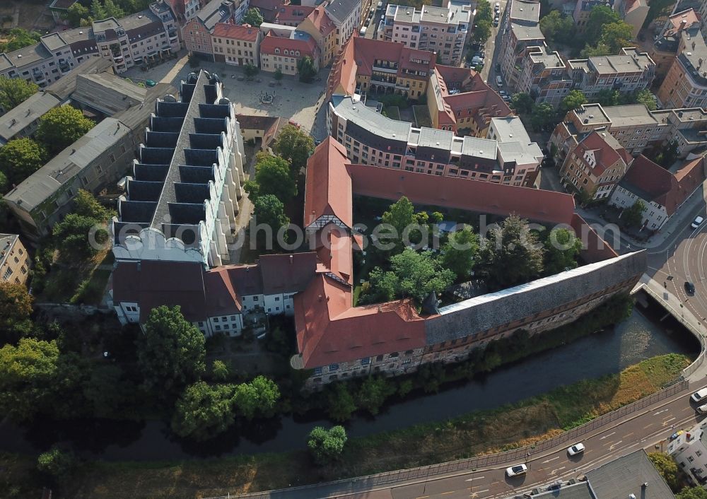 Vertical aerial photograph Halle (Saale) - Vertical aerial view from the satellite perspective of the cathedral Square and cathedral and Neue Residenz in the center of the old town of Halle in Saxony-Anhalt