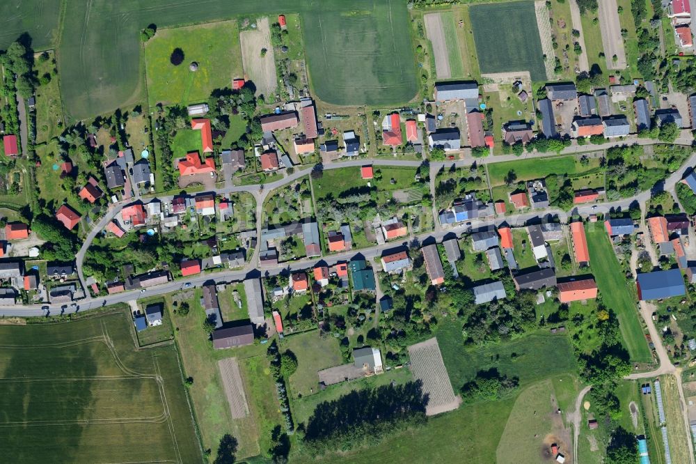 Vertical aerial photograph Danewitz - Vertical aerial view from the satellite perspective of the village view in Danewitz in the state Brandenburg, Germany