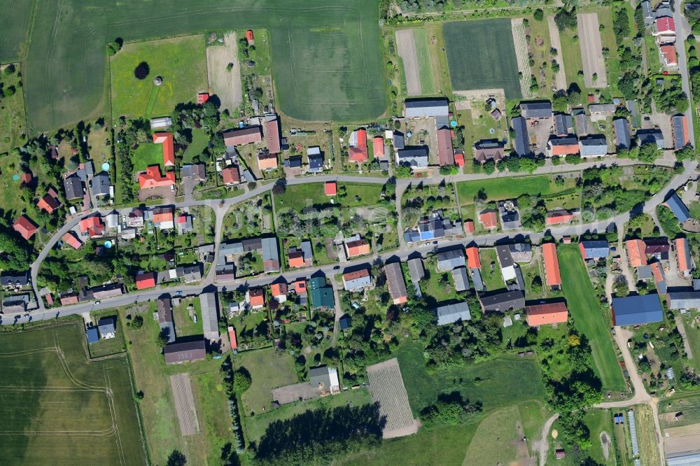 Vertical aerial photograph Danewitz - Vertical aerial view from the satellite perspective of the village view in Danewitz in the state Brandenburg, Germany