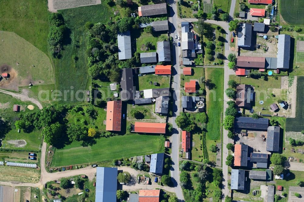 Vertical aerial photograph Danewitz - Vertical aerial view from the satellite perspective of the village view in Danewitz in the state Brandenburg, Germany