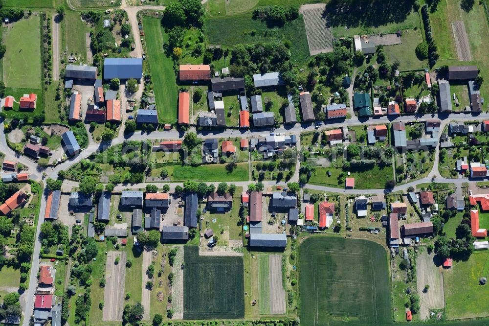 Vertical aerial photograph Danewitz - Vertical aerial view from the satellite perspective of the village view in Danewitz in the state Brandenburg, Germany