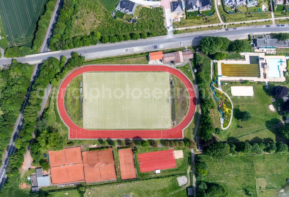 Vertical aerial photograph Haltern am See - Vertical aerial view from the satellite perspective of the ensemble of sports grounds of TuS Sythen on Brinkweg in Haltern am See in the state North Rhine-Westphalia, Germany