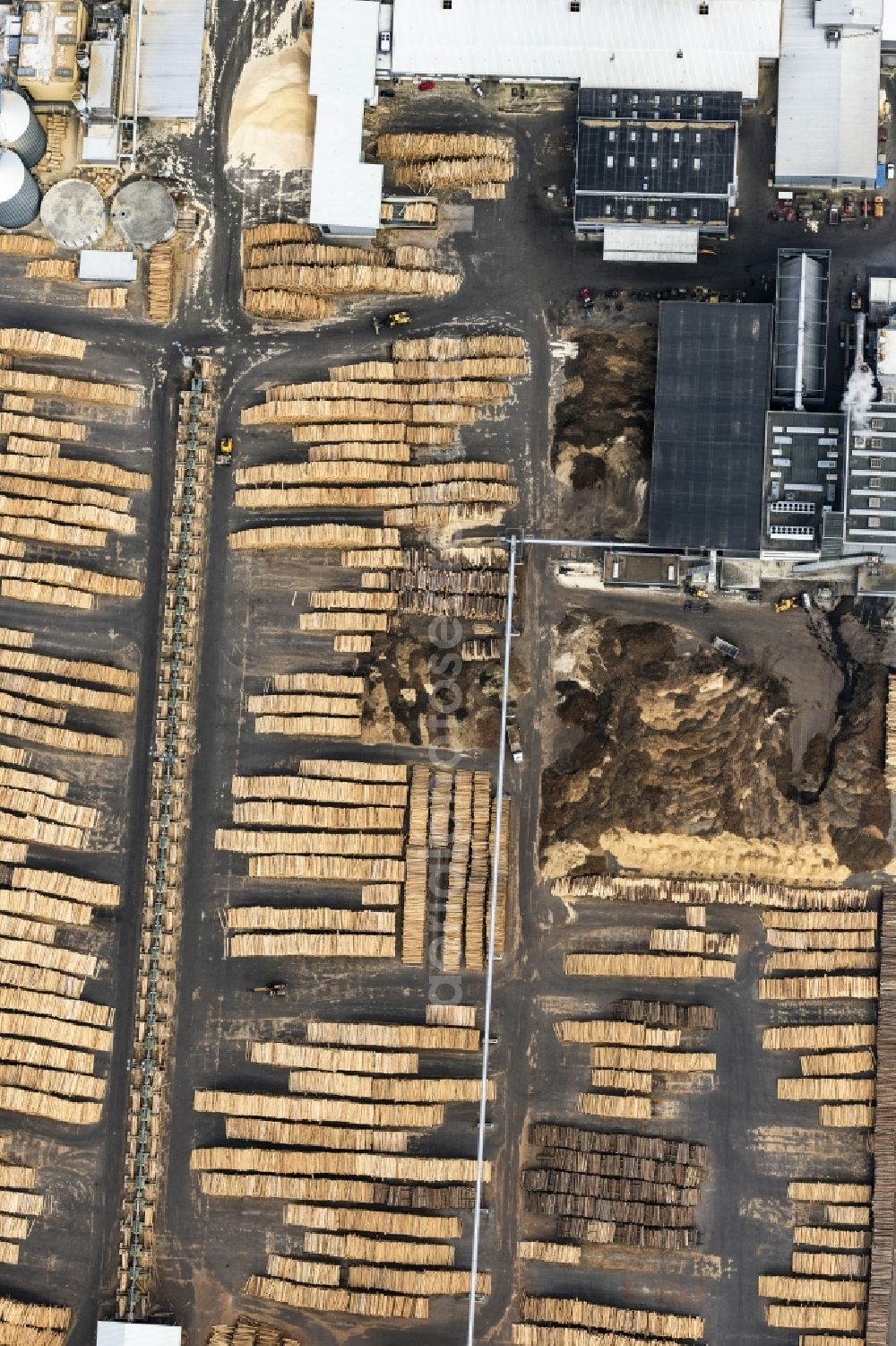 Vertical aerial photograph Kösching - Vertical aerial view from the satellite perspective of the Company grounds and facilities of Binderforst GmbH in Koesching in the state Bavaria, Germany