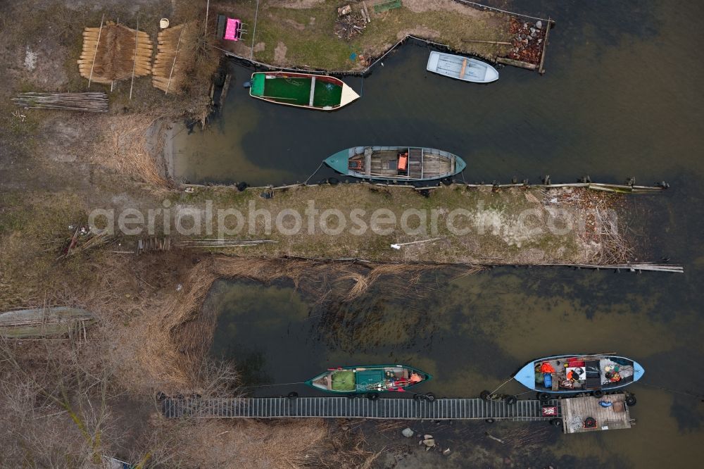 Vertical aerial photograph Rankwitz - Vertical aerial view from the satellite perspective of the Vertical aerial view from the satellite perspective of the Fishing - ship under way Rankwitz in Rankwitz in the state Mecklenburg - Western Pomerania, Germany