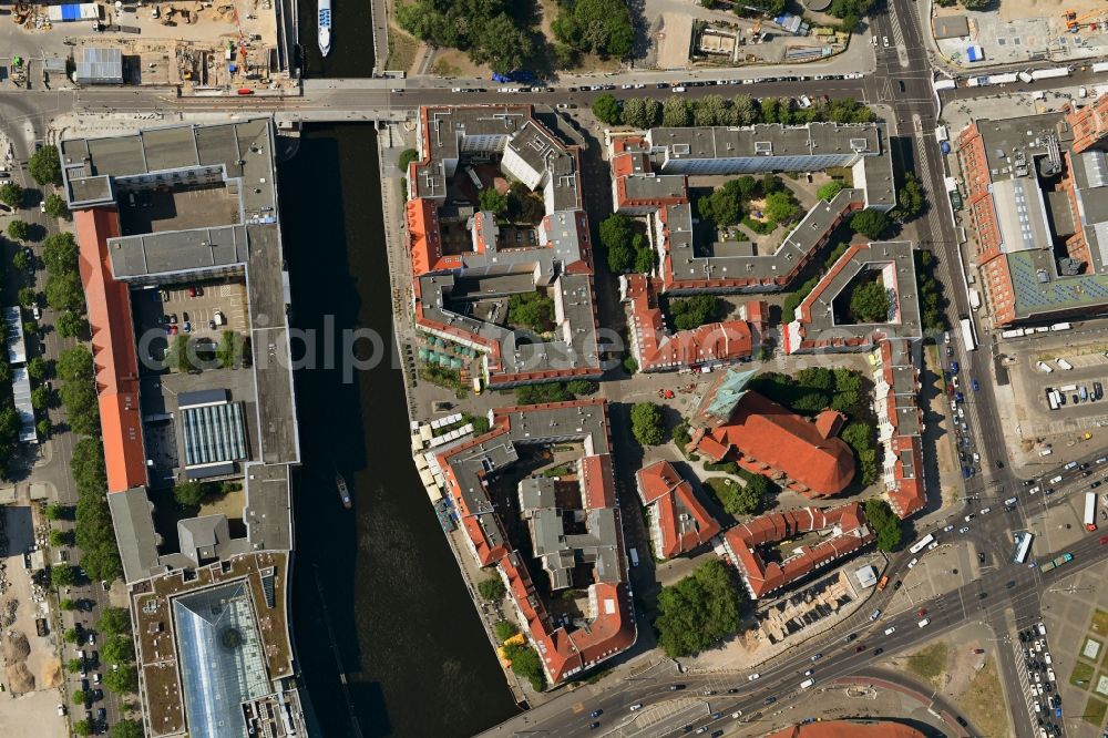 Vertical aerial photograph Berlin - Vertical aerial view from the satellite perspective of the building the visitor center Nikolaiviertel with dem Ephraim-Palais on Poststrasse in the district Mitte in Berlin, Germany