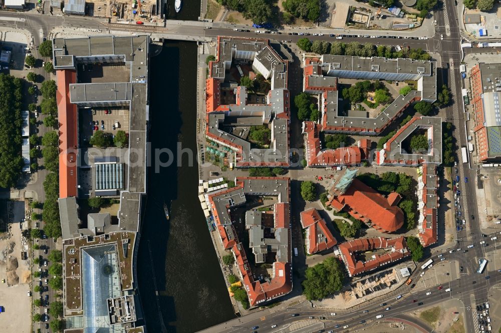 Vertical aerial photograph Berlin - Vertical aerial view from the satellite perspective of the building the visitor center Nikolaiviertel with dem Ephraim-Palais on Poststrasse in the district Mitte in Berlin, Germany