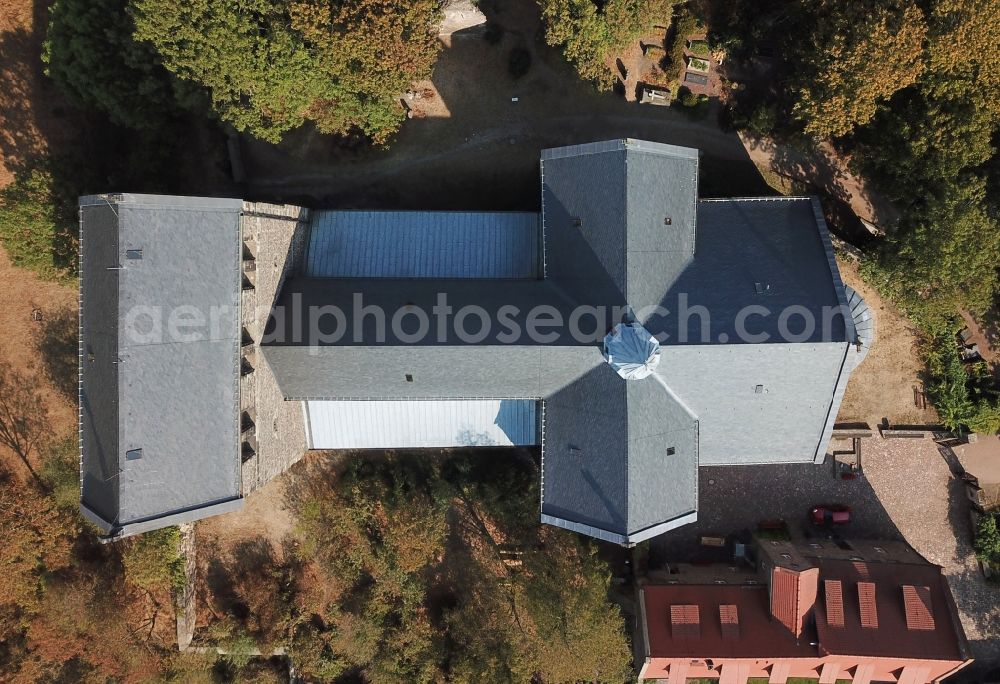 Vertical aerial photograph Petersberg - Vertical aerial view from the satellite perspective of the Complex of buildings of the monastery Stiftskirche in Petersberg in the state Saxony-Anhalt