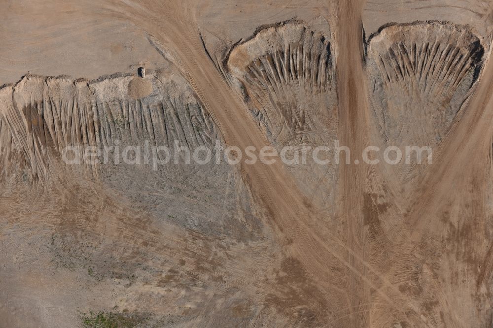 Vertical aerial photograph Brühl - Vertical aerial view from the satellite perspective of the Site and tailings area of the gravel mining in Bruehl in the state North Rhine-Westphalia, Germany