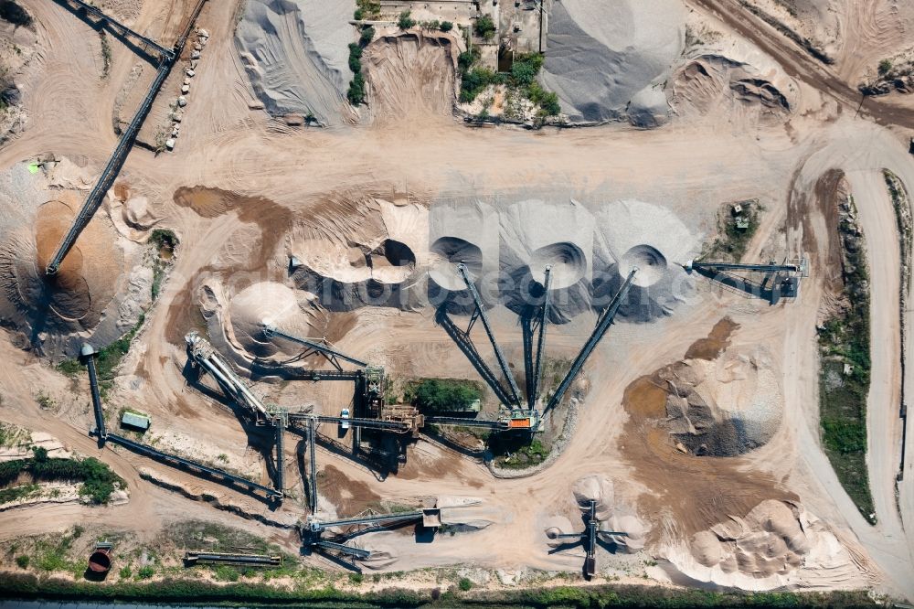 Vertical aerial photograph Brühl - Vertical aerial view from the satellite perspective of the Site and tailings area of the gravel mining Lorenzhof in Bruehl in the state North Rhine-Westphalia, Germany