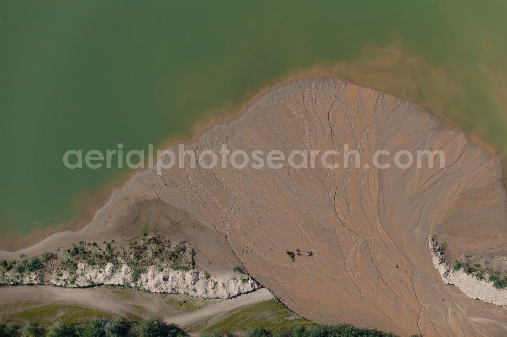 Vertical aerial photograph Wesseling - Vertical aerial view from the satellite perspective of the Site and tailings area of the gravel mining Lorenzhof in Bruehl in the state North Rhine-Westphalia, Germany