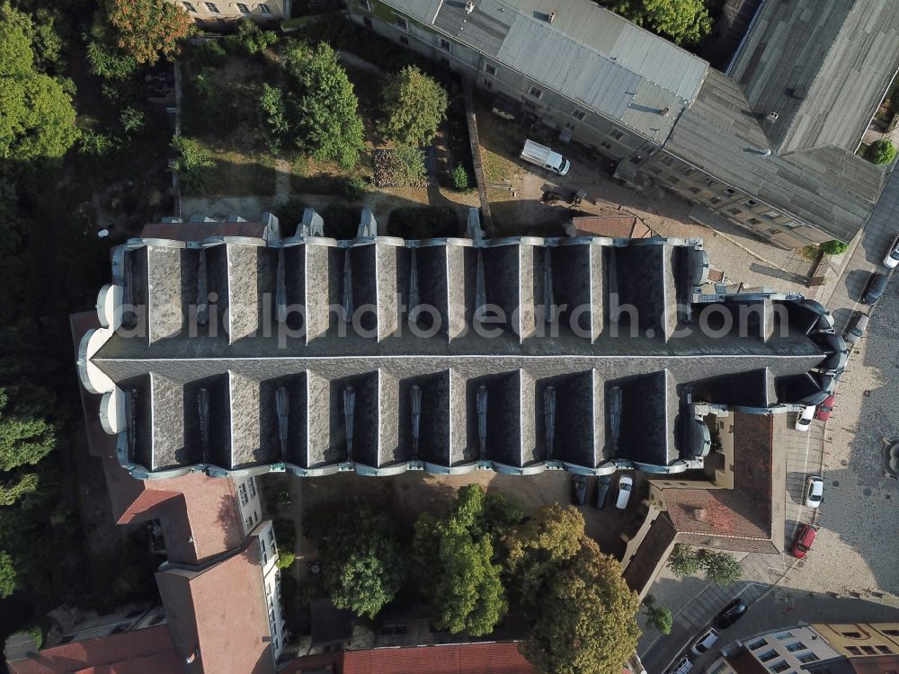 Vertical aerial photograph Halle (Saale) - Vertical aerial view from the satellite perspective of the church building of the cathedral in the old town in Halle (Saale) in the state Saxony-Anhalt, Germany