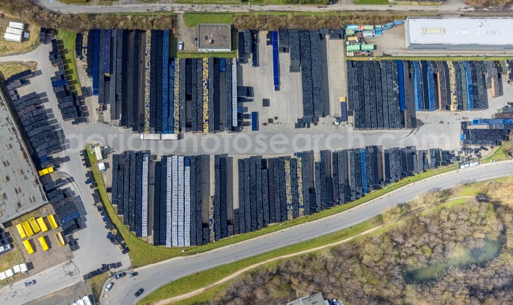 Vertical aerial photograph Krombach - Vertical aerial view from the satellite perspective of the warehouses and forwarding building on Poststrasse in Krombach in the state North Rhine-Westphalia, Germany