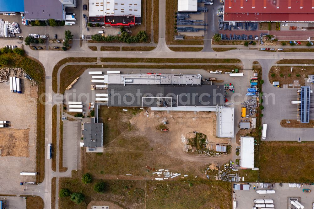 Vertical aerial photograph Slubice - Vertical aerial view from the satellite perspective of the buildings and production halls on the food manufacturer's premises Koenecke in Slubice in Lubuskie Lebus, Poland