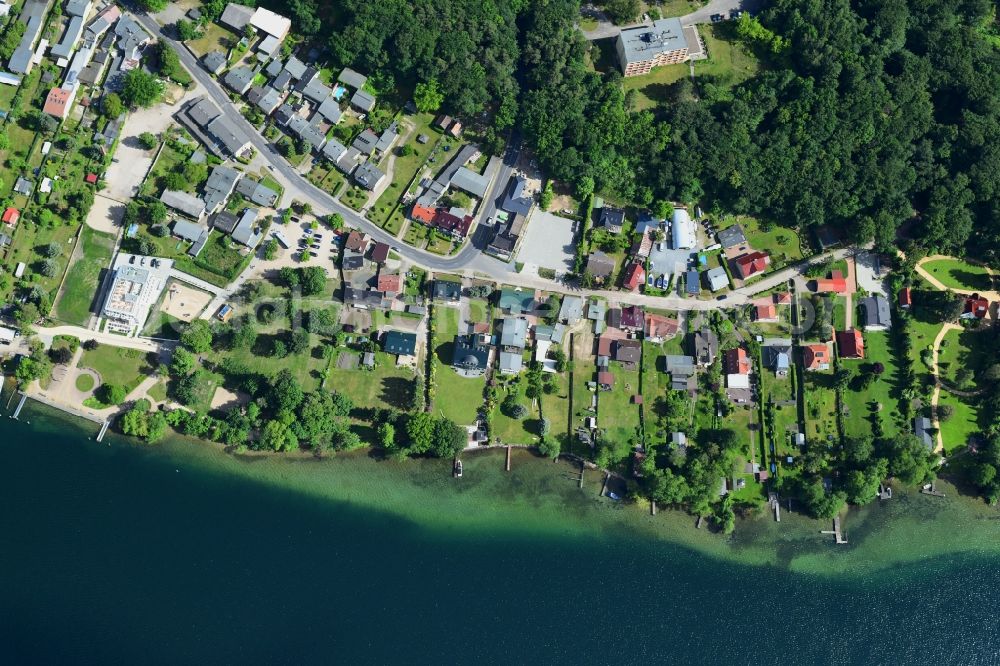 Vertical aerial photograph Altenhof - Vertical aerial view from the satellite perspective of the village on the banks of the area of Werbellinsee in Altenhof in the state Brandenburg, Germany