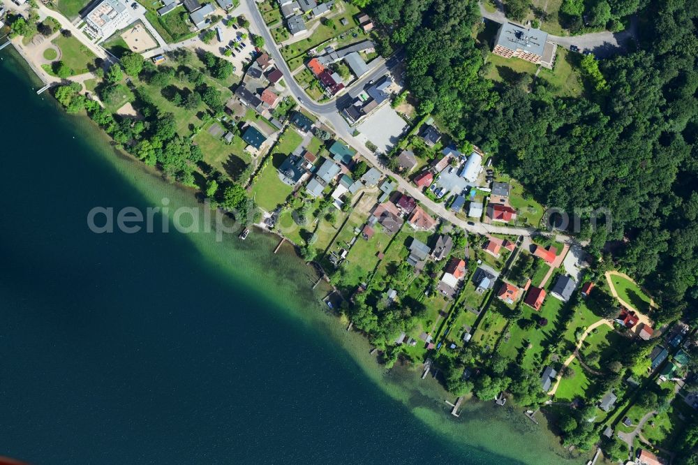 Vertical aerial photograph Altenhof - Vertical aerial view from the satellite perspective of the village on the banks of the area of Werbellinsee in Altenhof in the state Brandenburg, Germany