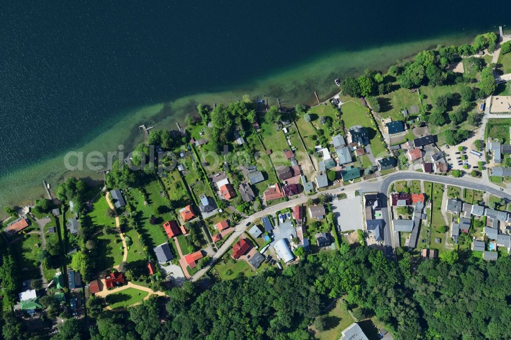 Vertical aerial photograph Altenhof - Vertical aerial view from the satellite perspective of the village on the banks of the area of Werbellinsee in Altenhof in the state Brandenburg, Germany