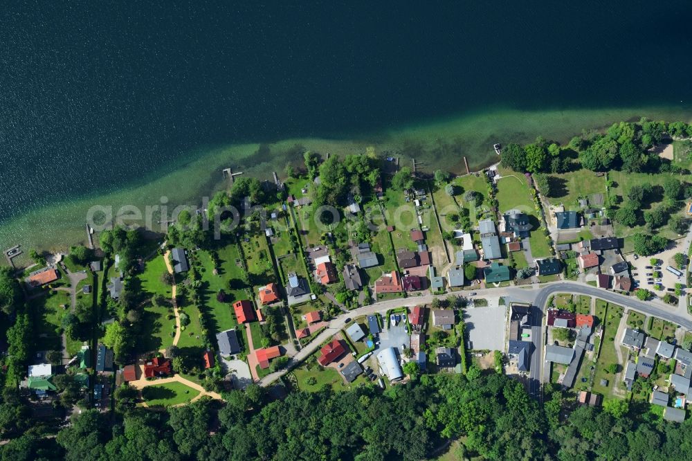 Vertical aerial photograph Altenhof - Vertical aerial view from the satellite perspective of the village on the banks of the area of Werbellinsee in Altenhof in the state Brandenburg, Germany