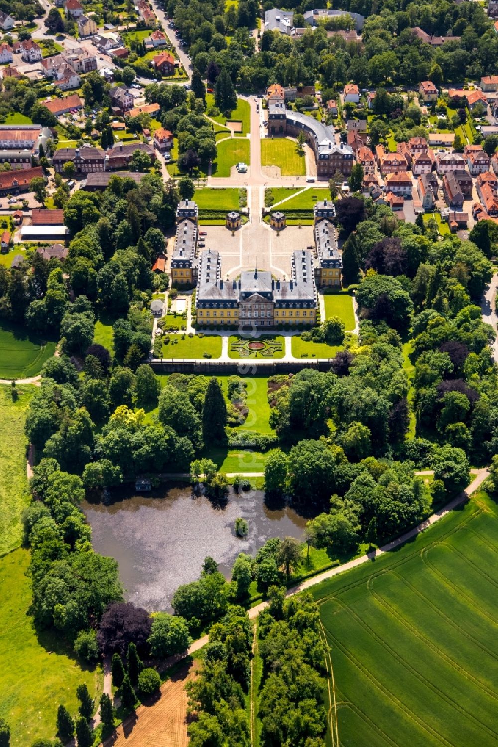 Vertical aerial photograph Bad Arolsen - Vertical aerial view from the satellite perspective of the palace Schloss Arolsen on Schlossstrasse in Bad Arolsen in the state Hesse, Germany