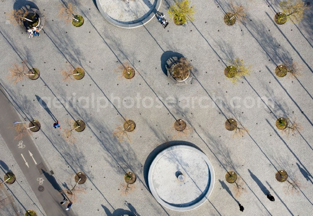 Vertical aerial photograph Leipzig - Vertical aerial view from the satellite perspective of the ensemble space an place Richard-Wagner-Platz in the inner city center in Leipzig in the state Saxony, Germany