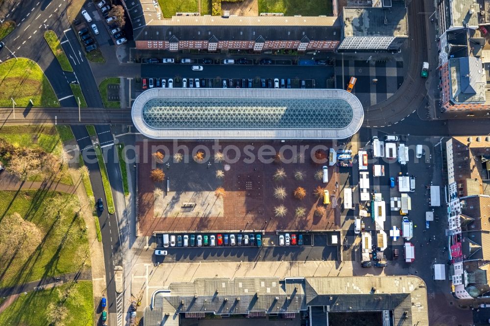 Vertical aerial photograph Herne - Vertical aerial view from the satellite perspective of the public transport stop Buschmannshof in Herne in North Rhine-Westphalia