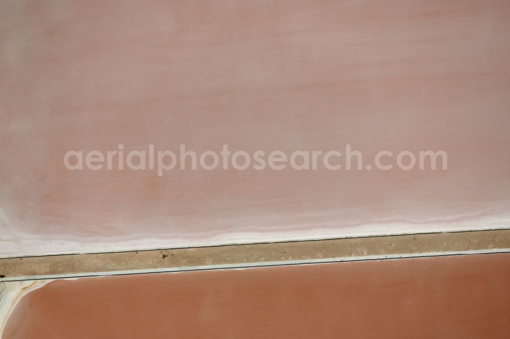 Vertical aerial photograph Llucmajor - Vertical aerial view from the satellite perspective of the Brown - white salt pans for salt extraction in the district Ses Salines in Llucmajor in Balearic Islands, Spain