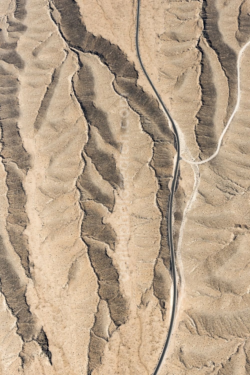 Vertical aerial photograph Echo Bay - Vertical aerial view from the satellite perspective of the sand and desert landscape in Echo Bay in Nevada, United States of America