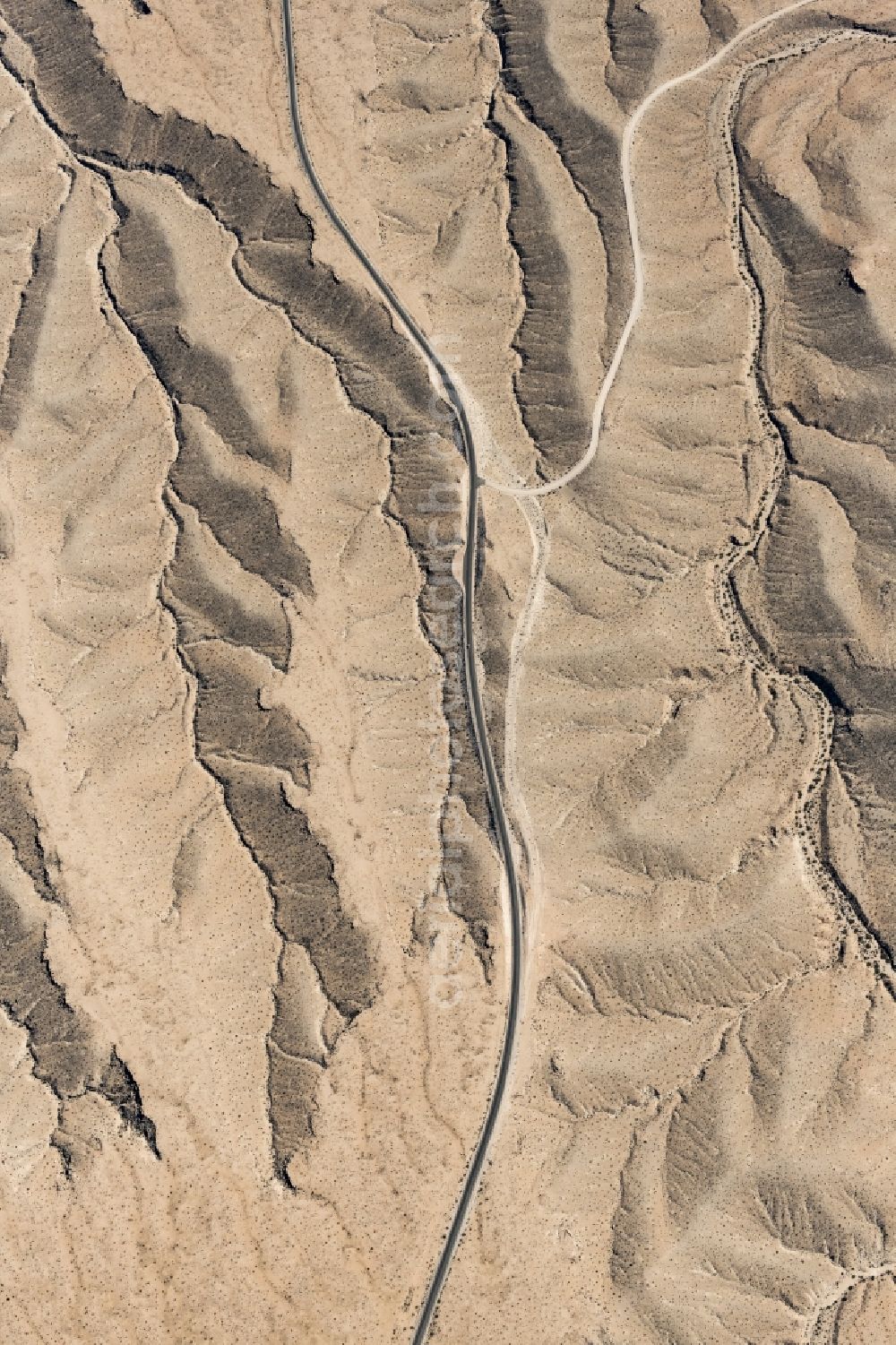 Vertical aerial photograph Echo Bay - Vertical aerial view from the satellite perspective of the sand and desert landscape in Echo Bay in Nevada, United States of America