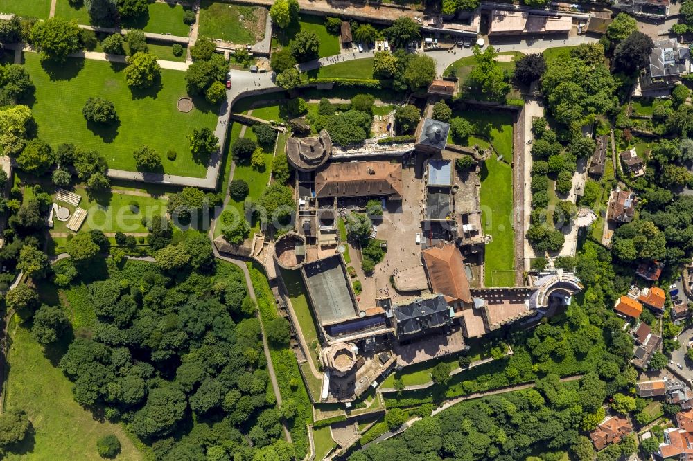 Vertical aerial photograph Heidelberg - Vertical view of Heidelberg Castle with garden situated on the Old Town in Heidelberg in Baden-Wuerttemberg