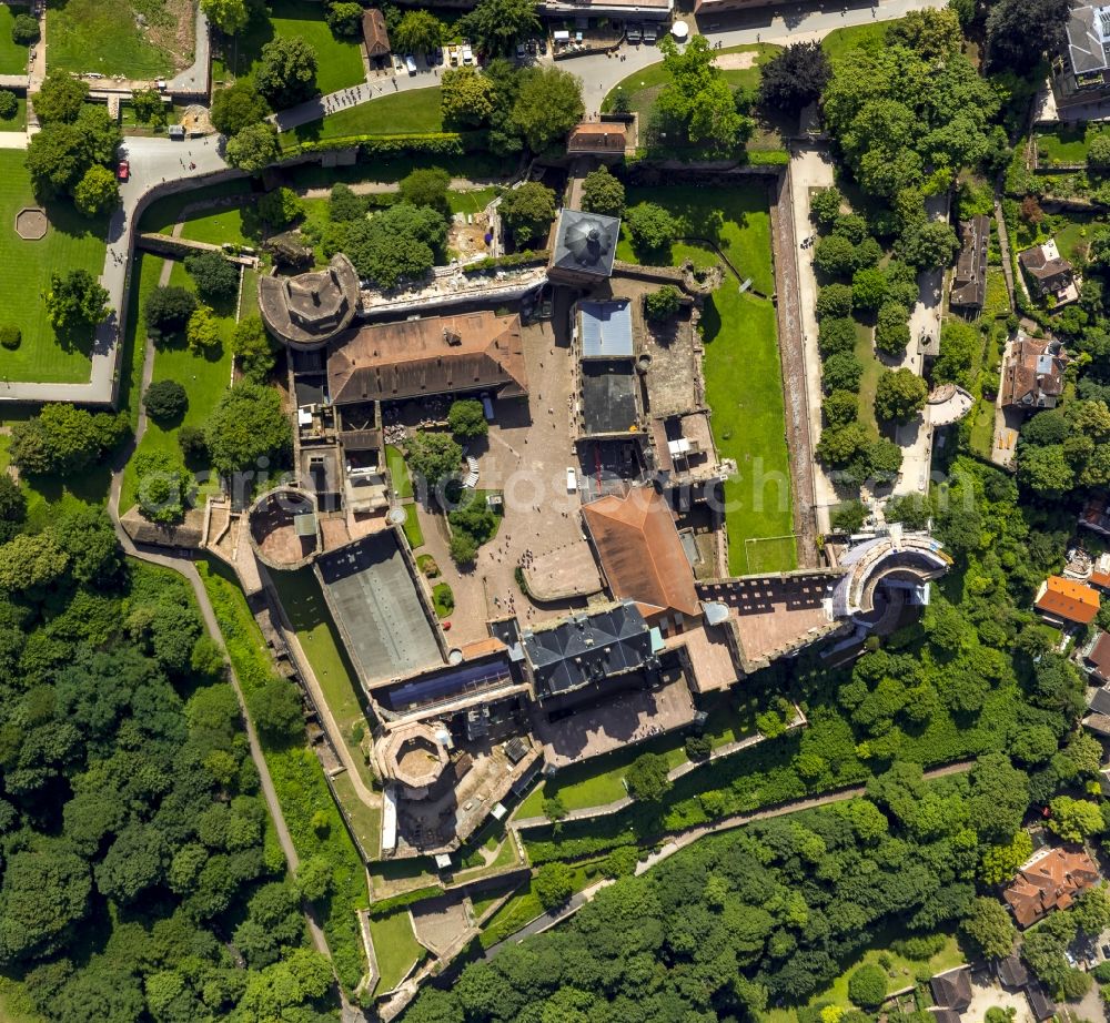 Vertical aerial photograph Heidelberg - Vertical view of Heidelberg Castle with garden situated on the Old Town in Heidelberg in Baden-Wuerttemberg