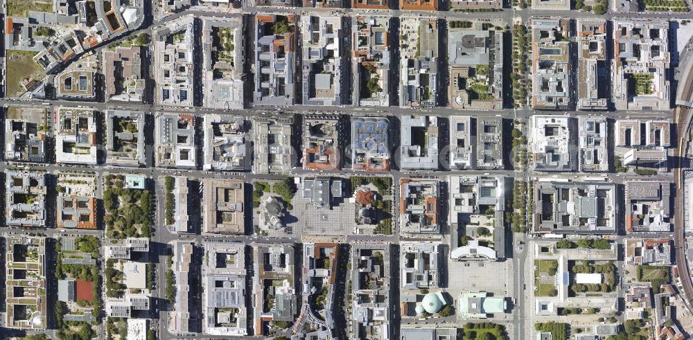 Vertical aerial photograph Berlin - Senkrechtluftbild von der Friedrichstraße , Gendarmenmarkt, Schauspielhaus in Berlin Mitte.