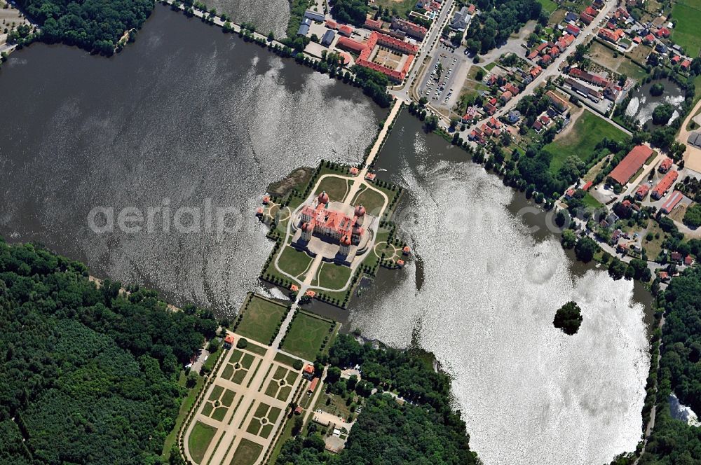 Vertical aerial photograph Moritzburg - The baroque castle Moritzburg in Saxony