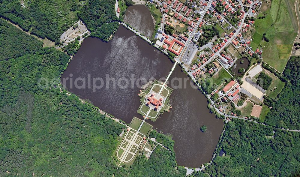 Vertical aerial photograph Moritzburg - The baroque castle Moritzburg in Saxony