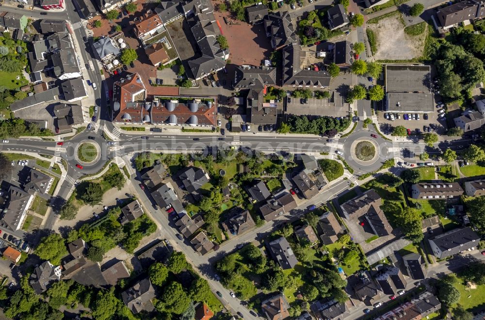 Vertical aerial photograph Witten - Perpendicular recording from the residential area at the double roundabout Herbede in Witten in the state of North Rhine-Westphalia