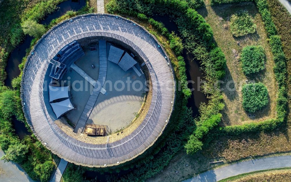 Vertical aerial photograph Raddusch - Vertical aerial view from the satellite perspective of the view of Slawenburg Raddusch in Brandenburg