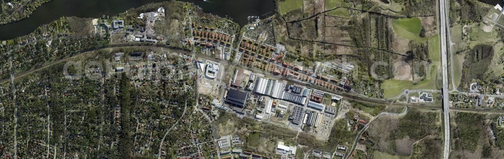 Vertical aerial photograph Wildau - Vertical aerial view from the satellite perspective of the city view on down town in Wildau in the state Brandenburg, Germany