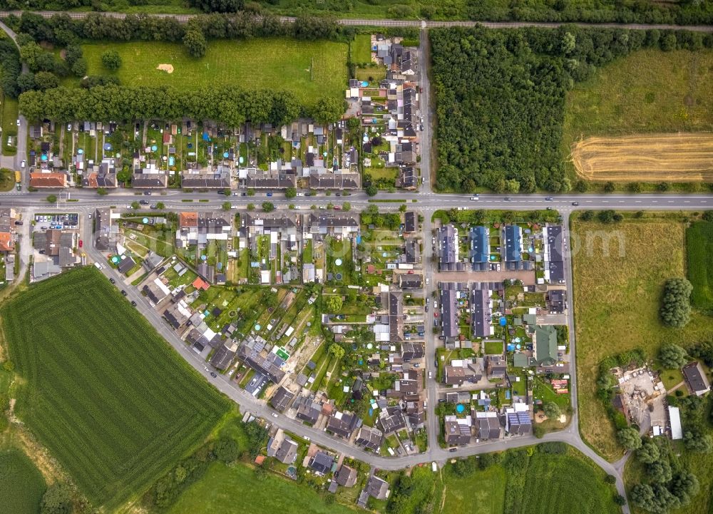 Vertical aerial photograph Hamm - Vertical aerial view from the satellite perspective of the outskirts residential Wittekindstrasse - Haberkampstrasse in Hamm at Ruhrgebiet in the state North Rhine-Westphalia, Germany