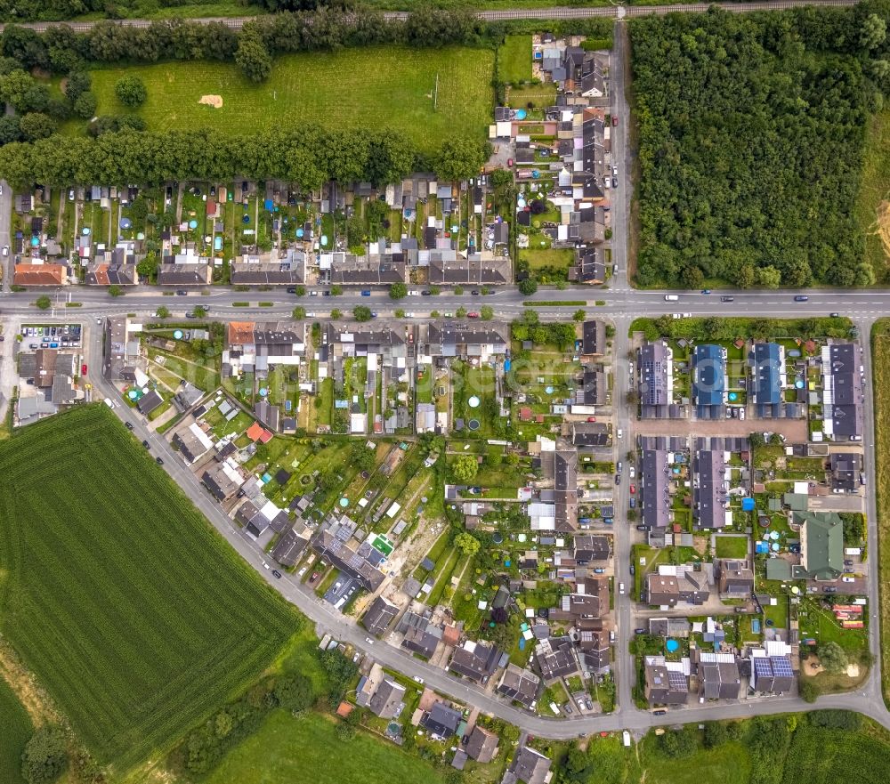 Vertical aerial photograph Hamm - Vertical aerial view from the satellite perspective of the outskirts residential Wittekindstrasse - Haberkampstrasse in Hamm at Ruhrgebiet in the state North Rhine-Westphalia, Germany