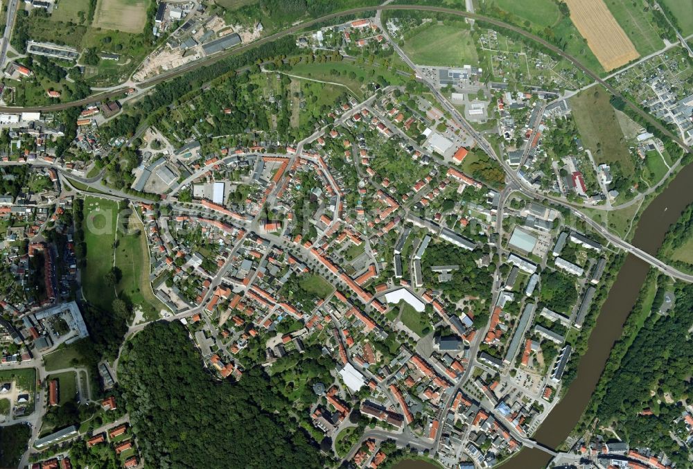 Vertical aerial photograph Bernburg (Saale) - Vertical aerial view from the satellite perspective of the The city center in the downtown area in Bernburg (Saale) in the state Saxony-Anhalt, Germany