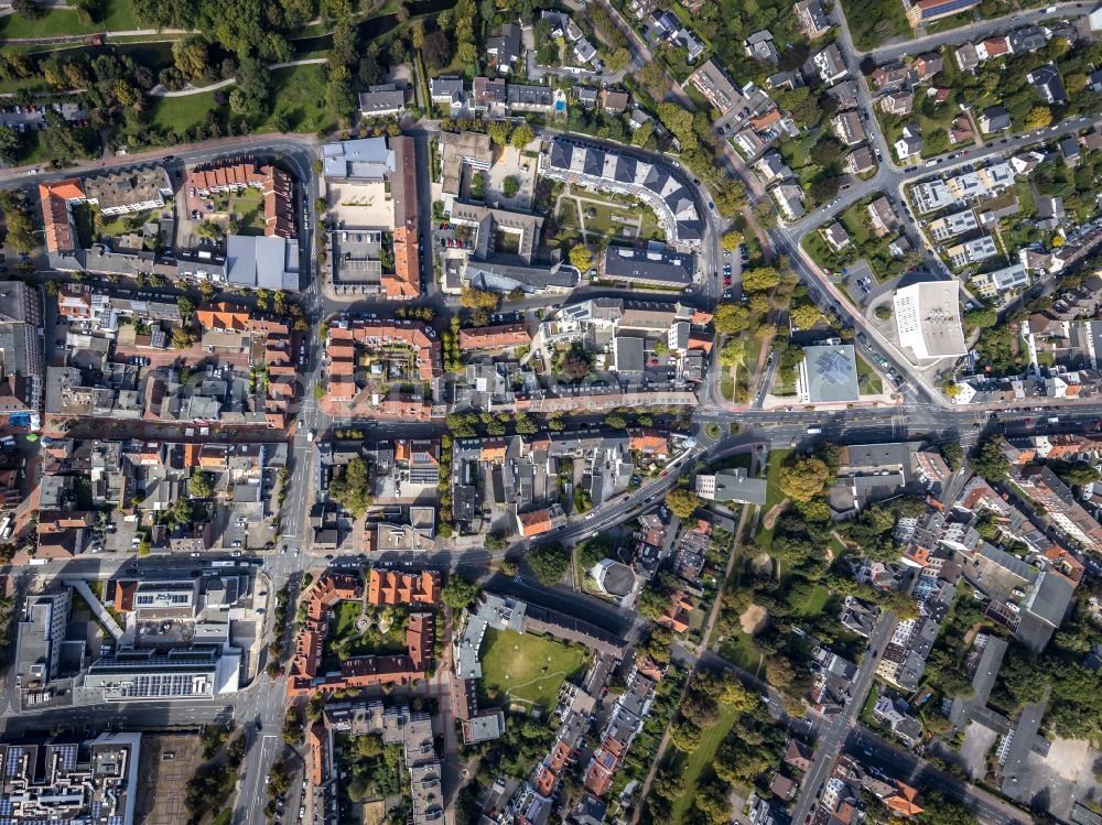 Vertical aerial photograph Hamm - Vertical aerial view from the satellite perspective of the the city center in the downtown area Nordenwall - Oststrasse - Bruederstrasse in the district Heessen in Hamm at Ruhrgebiet in the state North Rhine-Westphalia, Germany