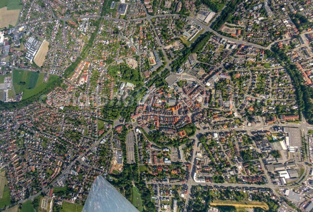 Vertical aerial photograph Werne - Vertical aerial view from the satellite perspective of the The city center in the downtown area in Werne in the state North Rhine-Westphalia, Germany