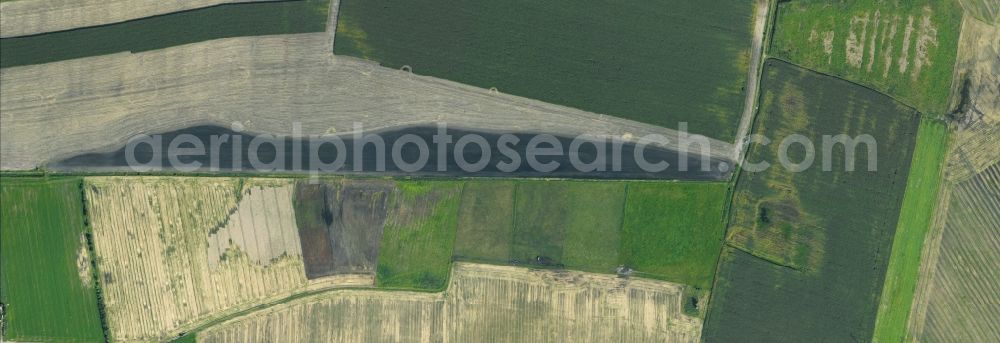 Vertical aerial photograph Bredow - Vertical aerial view from the satellite perspective of the structures on agricultural fields in Bredow in the state Brandenburg, Germany