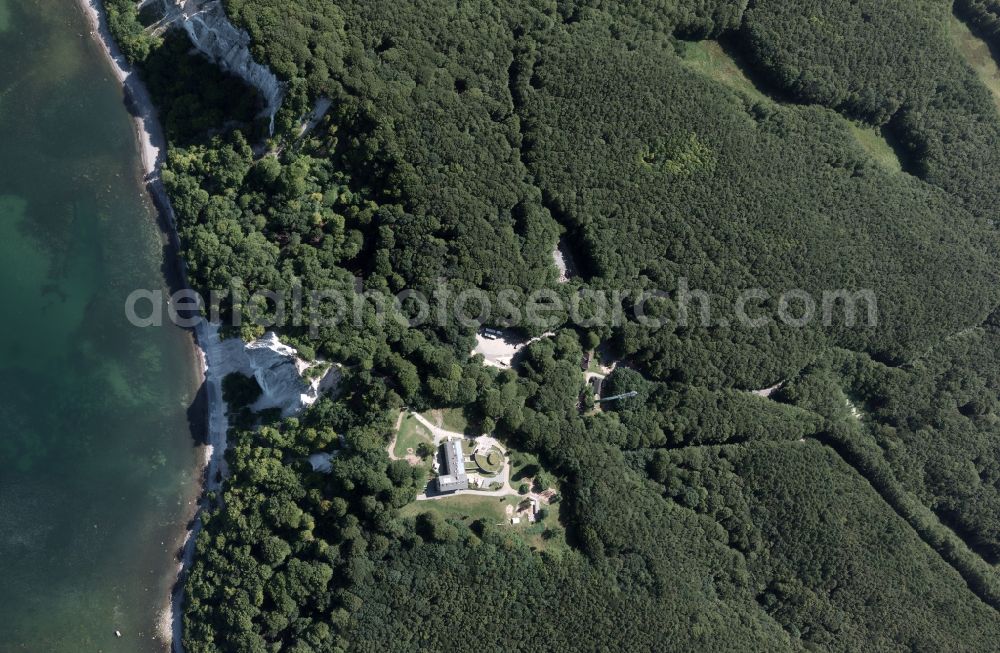 Vertical aerial photograph Jasmund - Vertical aerial view of the site of the Stubbenkammer chalk cliff on the Baltic coast of Mecklenburg-Western Pomerania