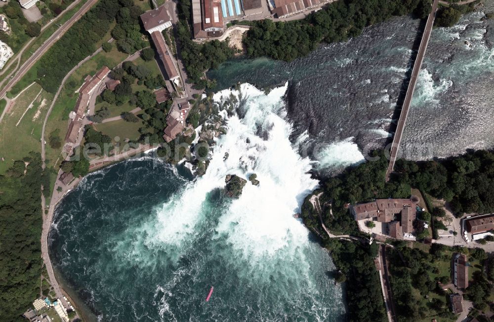 Vertical aerial photograph Schaffhaussen - Rhine Falls near Schaffhausen in Switzerland