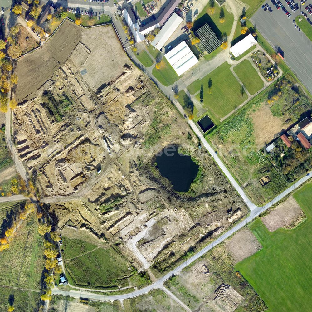 Vertical aerial photograph Diepensee - Senkrechtluftbild von den archeologischen Ausgrabungsflächen auf den geplanten Baustellenflächen des neubauareales Flughafen BBI Schönefeld