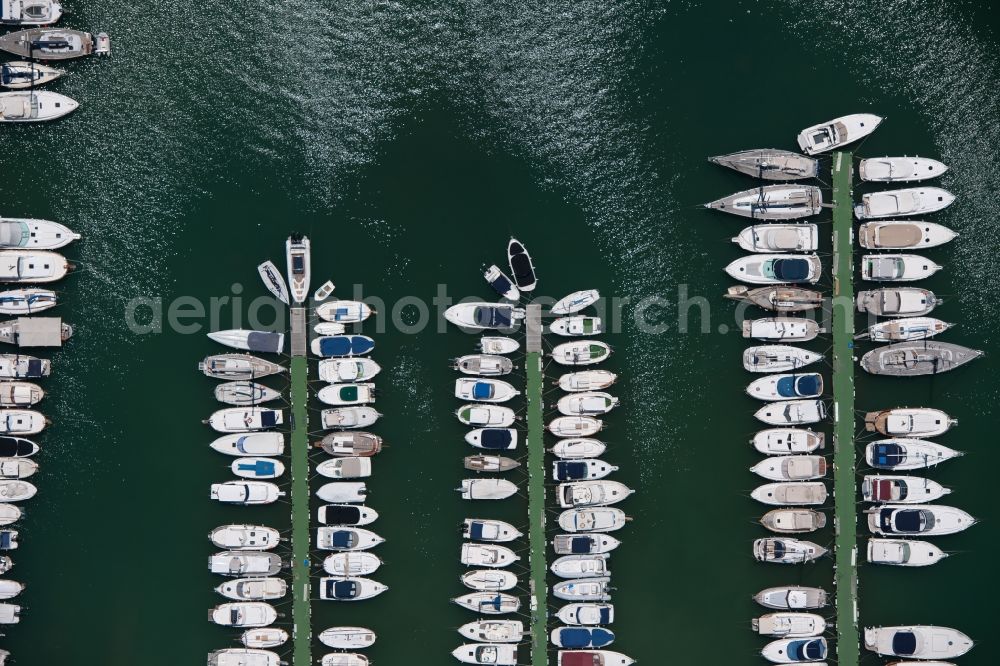 Vertical aerial photograph Andratx - Vertical aerial view from the satellite perspective of the marina in the district Port Andratx in Andratx in Balearic Islands, Mallorca, Spain