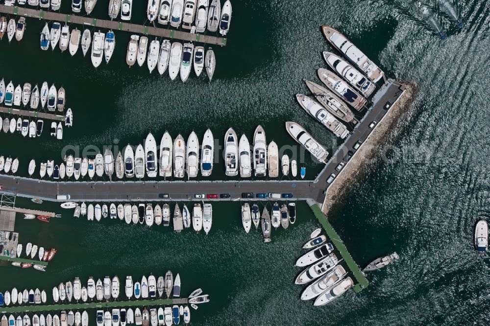 Vertical aerial photograph Andratx - Vertical aerial view from the satellite perspective of the marina in the district Port Andratx in Andratx in Balearic Islands, Mallorca, Spain